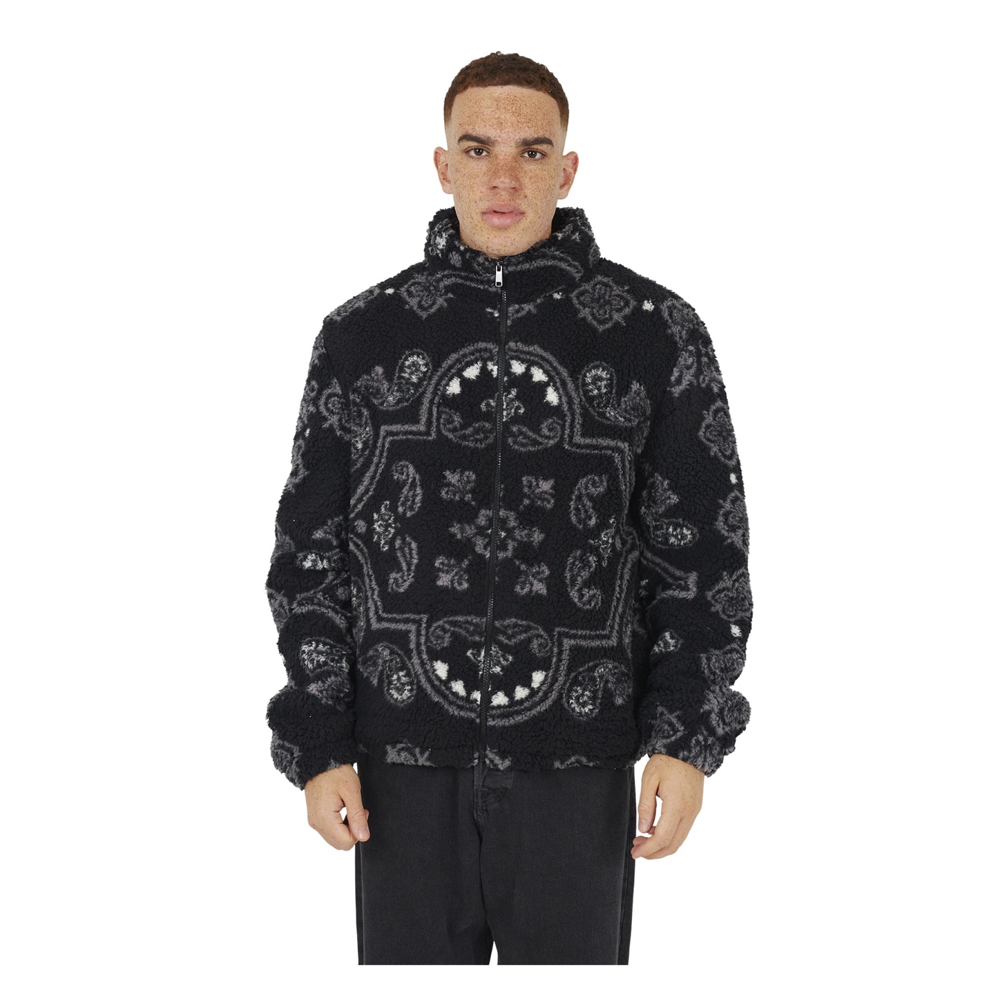 Jet Black - Front - Brave Soul Mens Borg Funnel Neck Jacket