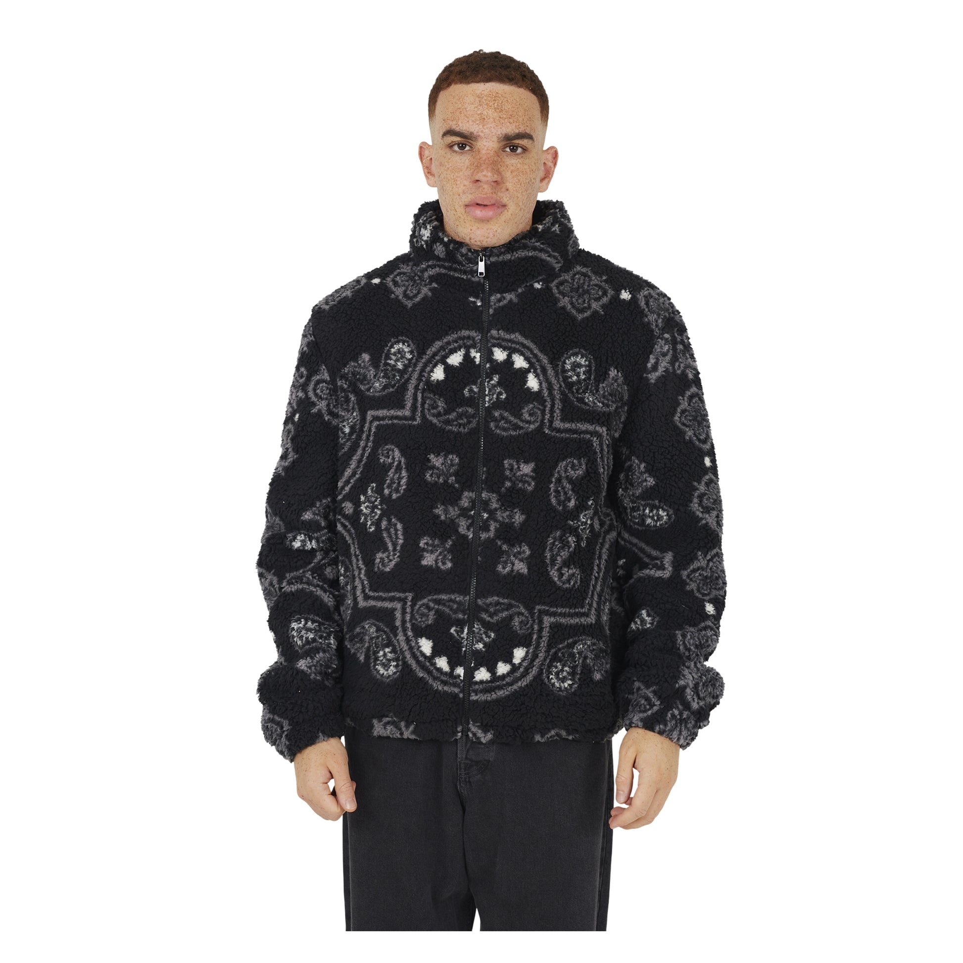 Jet Black - Front - Brave Soul Mens Borg Funnel Neck Jacket