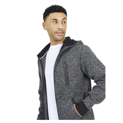 Grey-Jet Black - Side - Brave Soul Mens Grindle Long-Sleeved Full Zip Hoodie