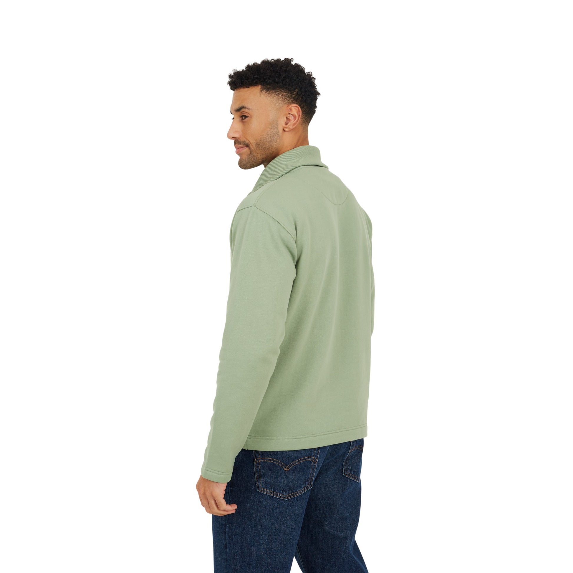 Mint Green - Back - Brave Soul Mens Funnel Neck Sweatshirt
