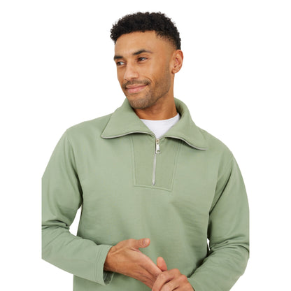 Mint Green - Side - Brave Soul Mens Funnel Neck Sweatshirt