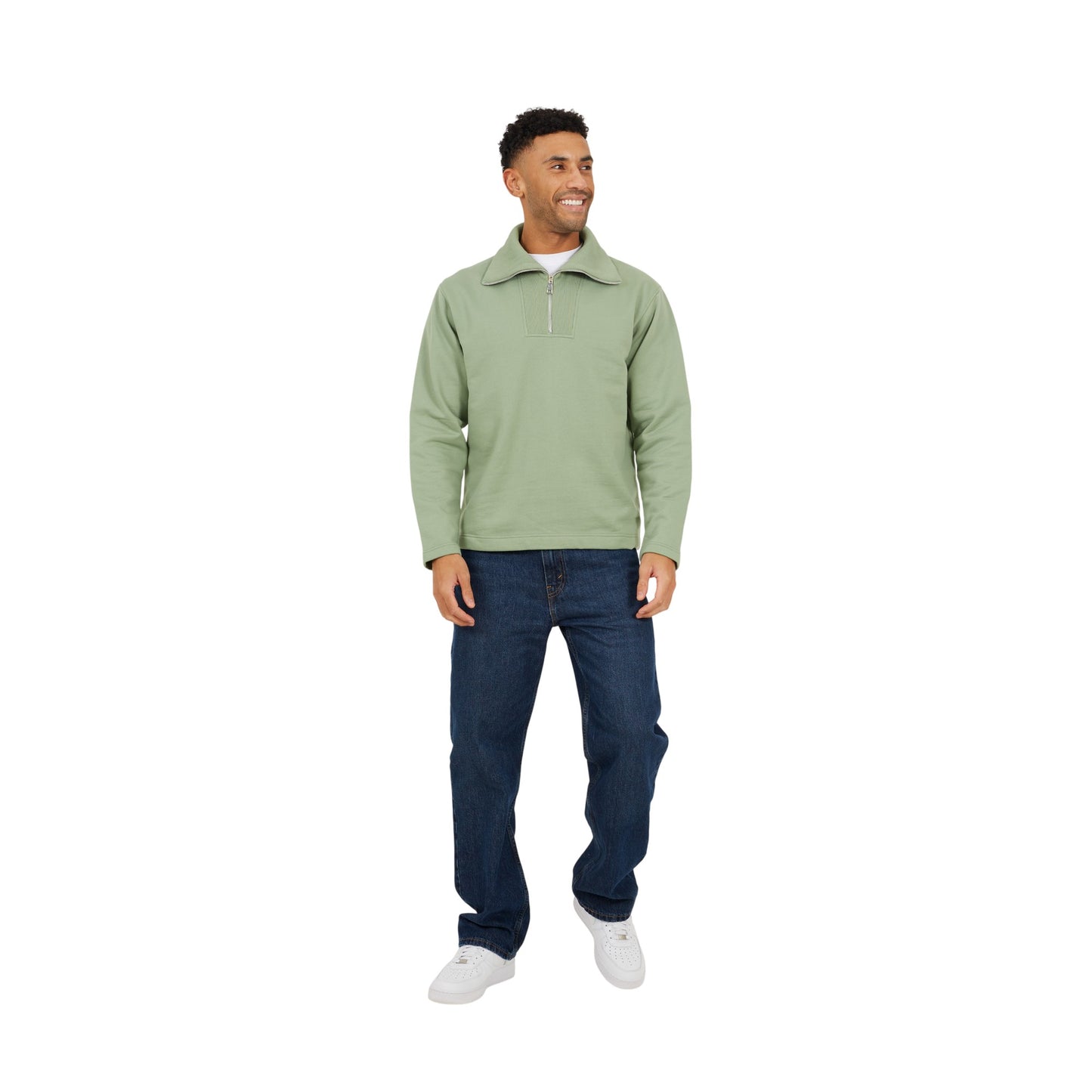 Mint Green - Lifestyle - Brave Soul Mens Funnel Neck Sweatshirt