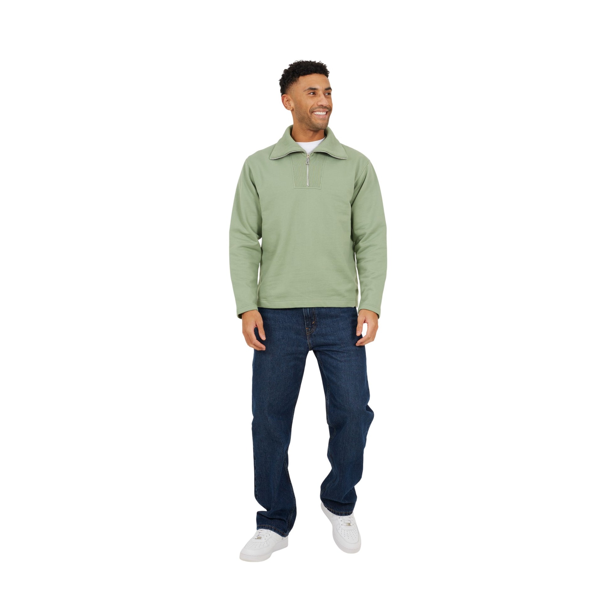 Mint Green - Lifestyle - Brave Soul Mens Funnel Neck Sweatshirt