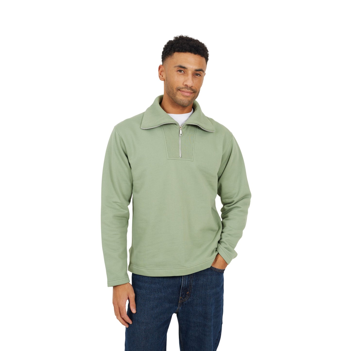 Mint Green - Front - Brave Soul Mens Funnel Neck Sweatshirt