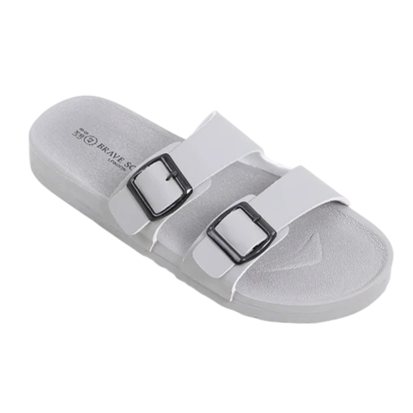 Light Grey - Front - Brave Soul Mens Moulded Footbed Sandals