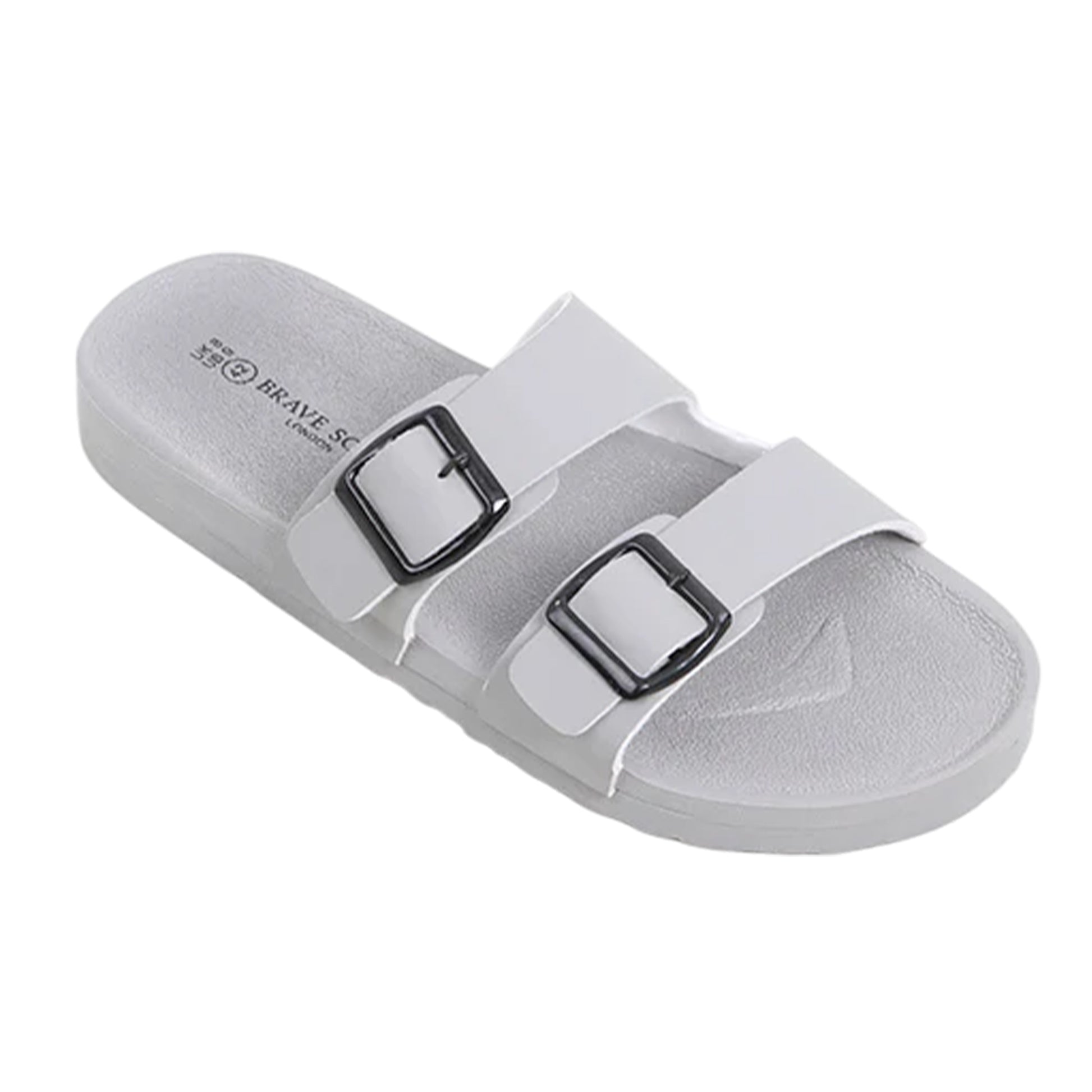 Light Grey - Front - Brave Soul Mens Moulded Footbed Sandals