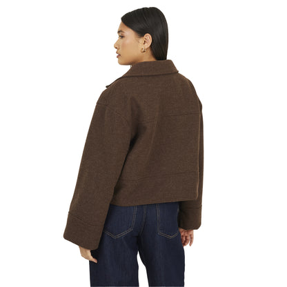 Chocolate Marl - Back - Brave Soul Womens-Ladies Bonded Jacket