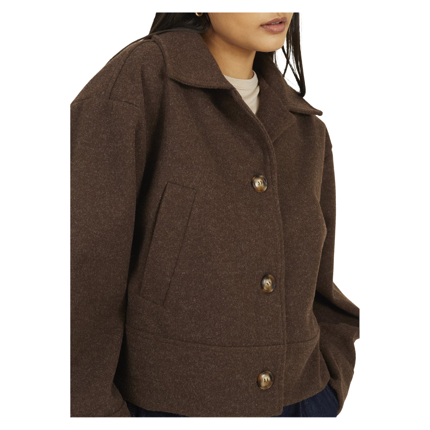 Chocolate Marl - Side - Brave Soul Womens-Ladies Bonded Jacket