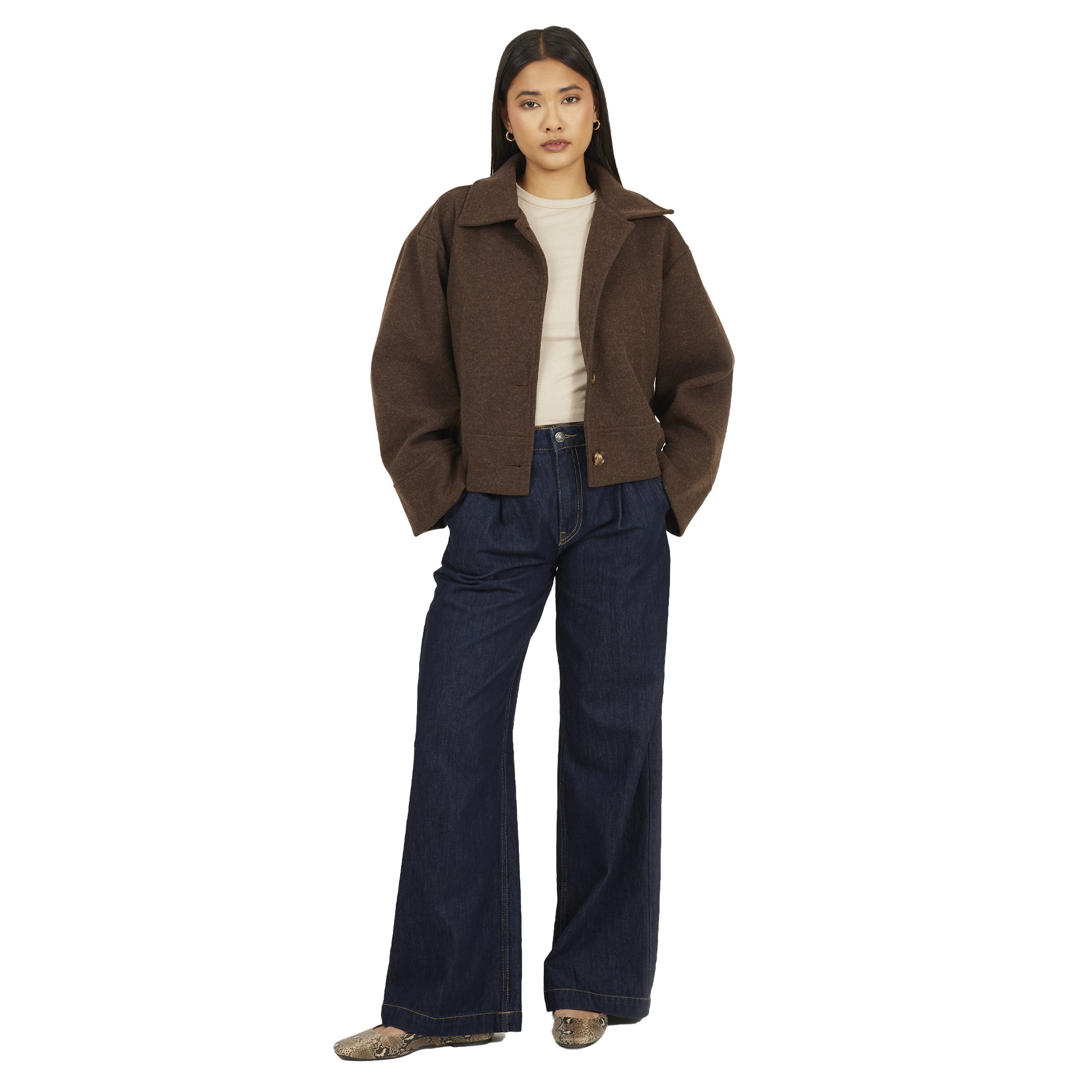 Chocolate Marl - Lifestyle - Brave Soul Womens-Ladies Bonded Jacket