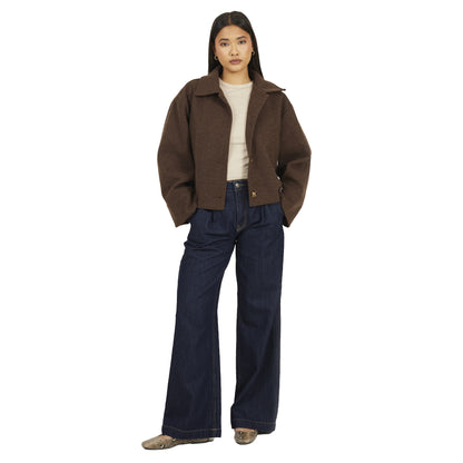 Chocolate Marl - Lifestyle - Brave Soul Womens-Ladies Bonded Jacket