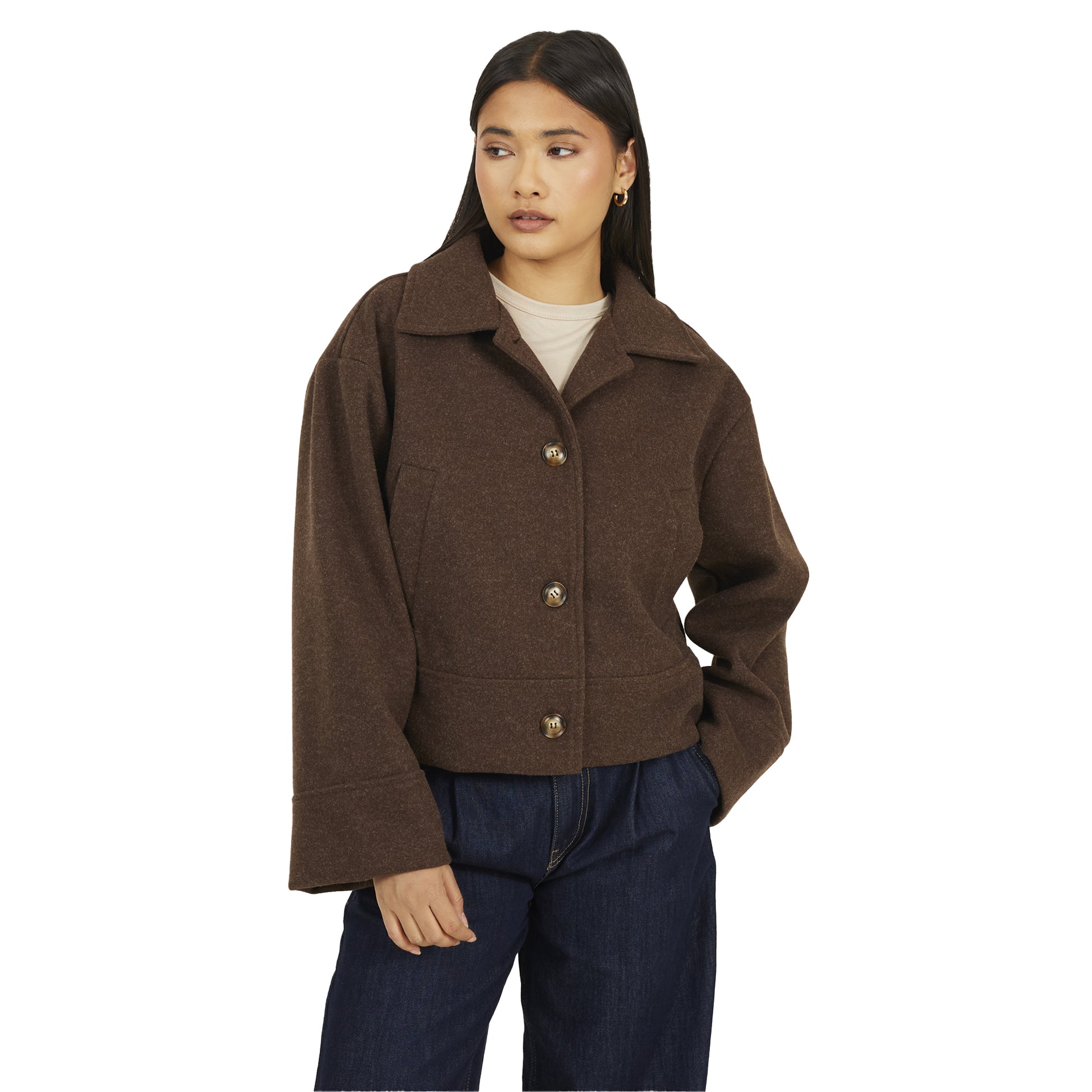 Chocolate Marl - Front - Brave Soul Womens-Ladies Bonded Jacket