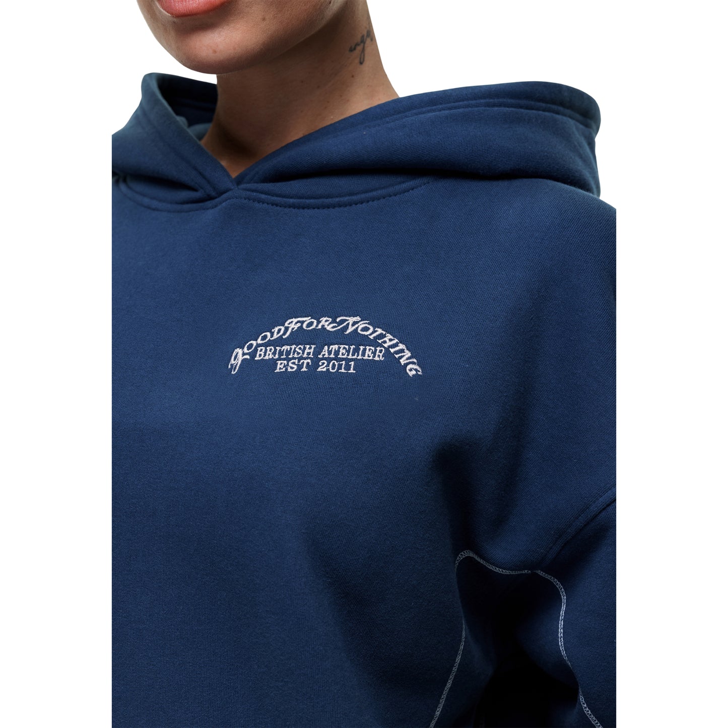 Blue - Side - Good For Nothing Womens-Ladies Overhead Hoodie