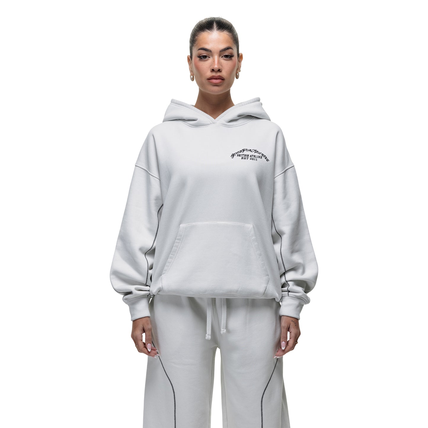 Off White - Front - Good For Nothing Womens-Ladies Overhead Hoodie