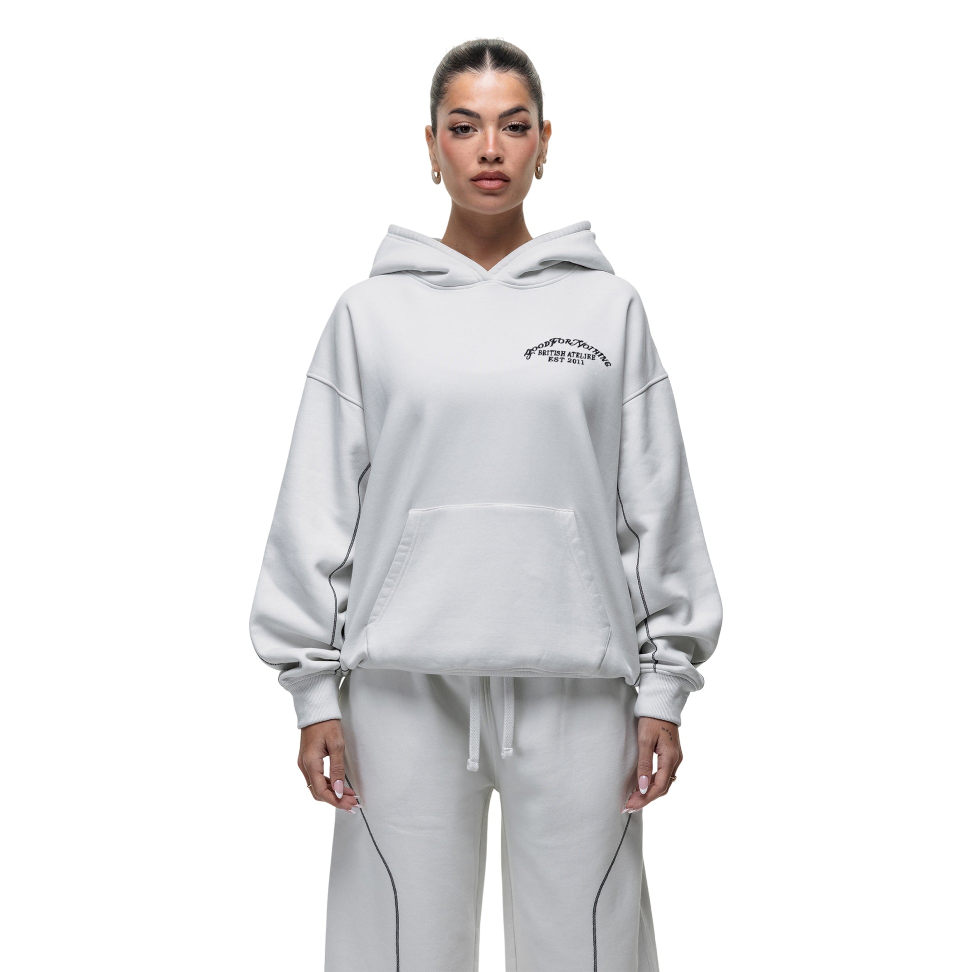 Off White - Front - Good For Nothing Womens-Ladies Overhead Hoodie