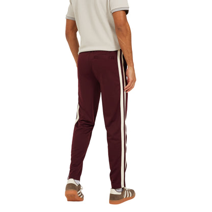 Burgundy - Back - Brave Soul Mens Side Stripe Wide Leg Jogging Bottoms