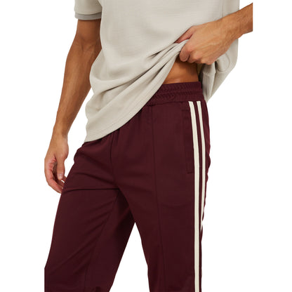 Burgundy - Side - Brave Soul Mens Side Stripe Wide Leg Jogging Bottoms
