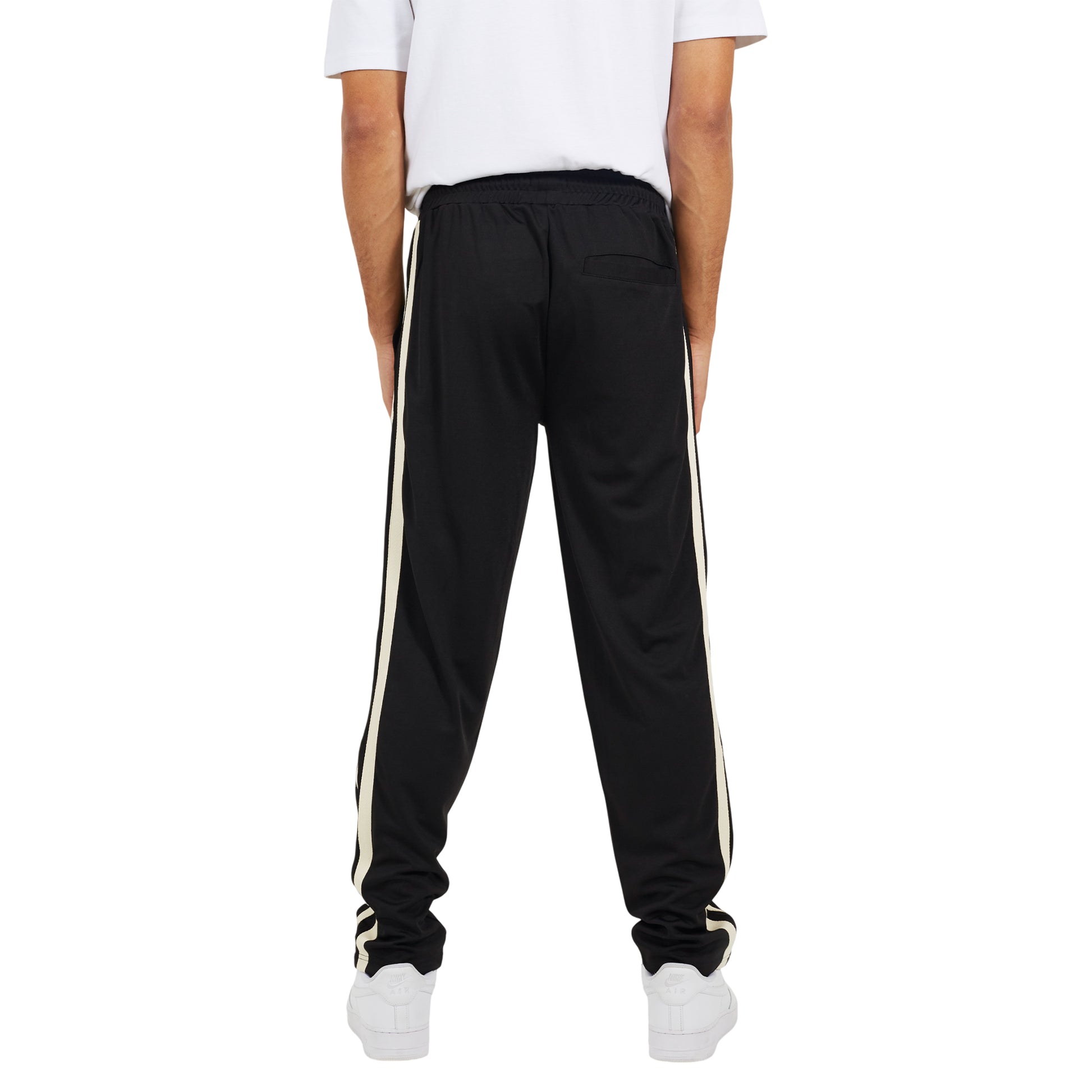 Jet Black - Back - Brave Soul Mens Side Stripe Wide Leg Jogging Bottoms