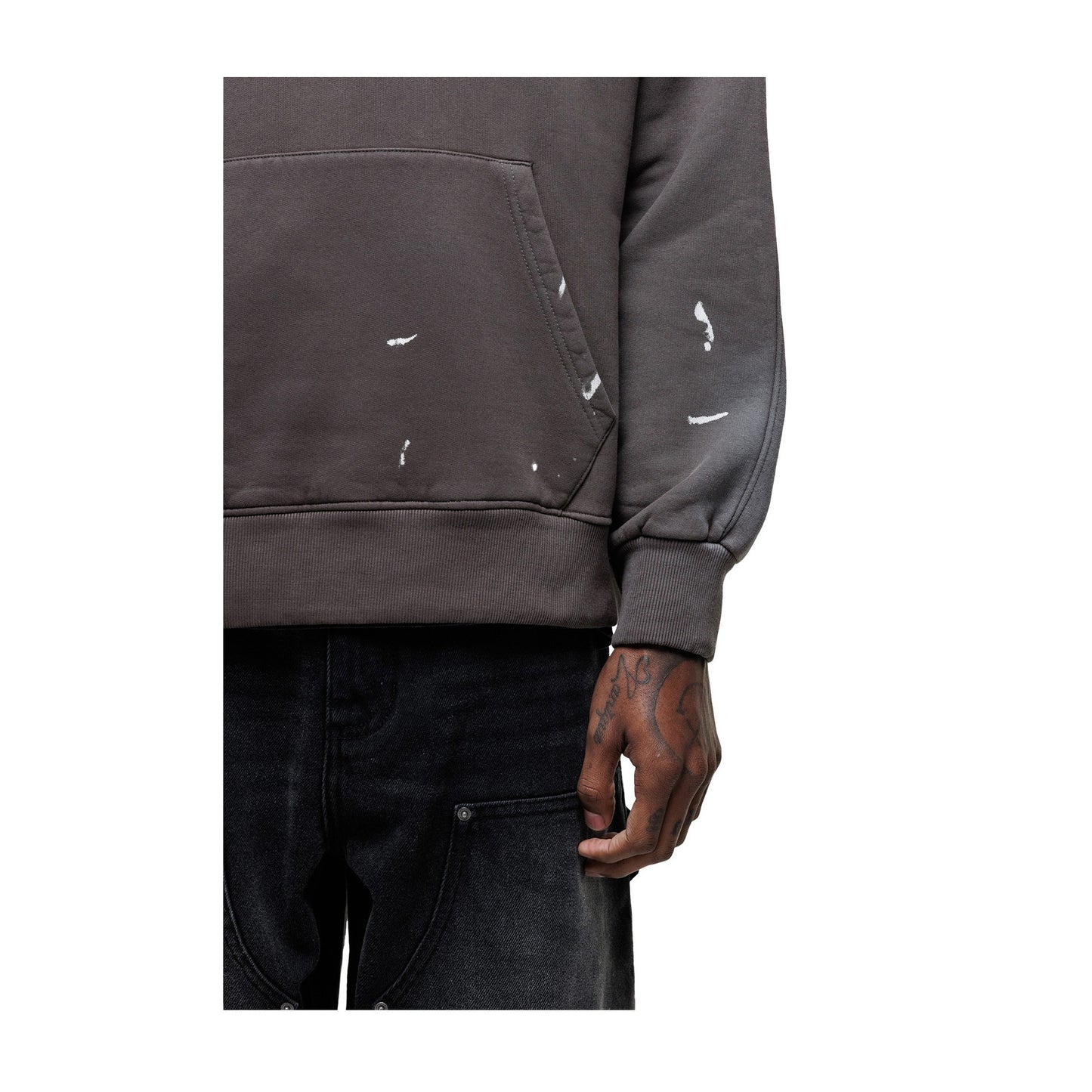 Grey - Lifestyle - Good For Nothing Mens Abrade Fade Splatter Pull Over Oversized Hoodie