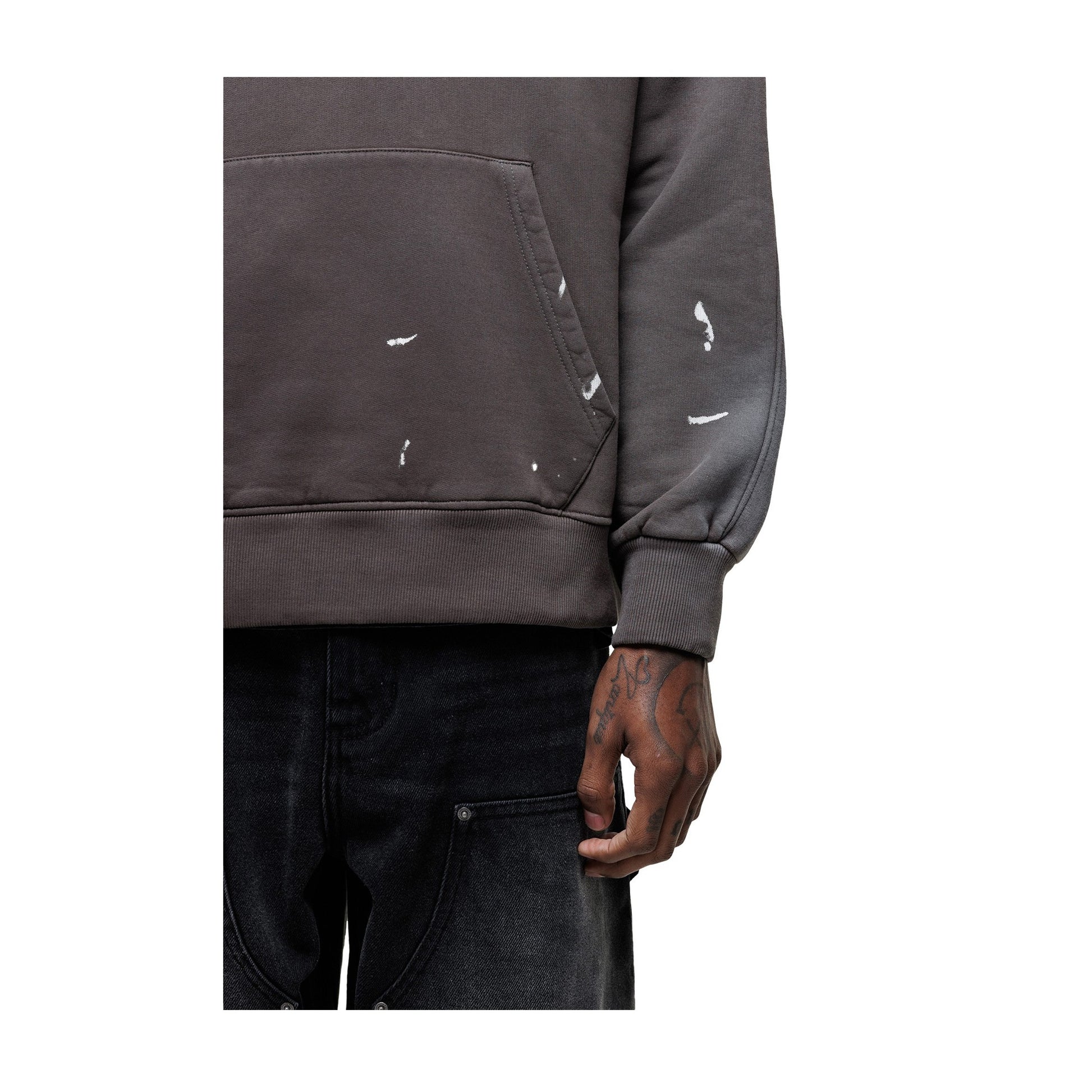 Grey - Lifestyle - Good For Nothing Mens Abrade Fade Splatter Pull Over Oversized Hoodie