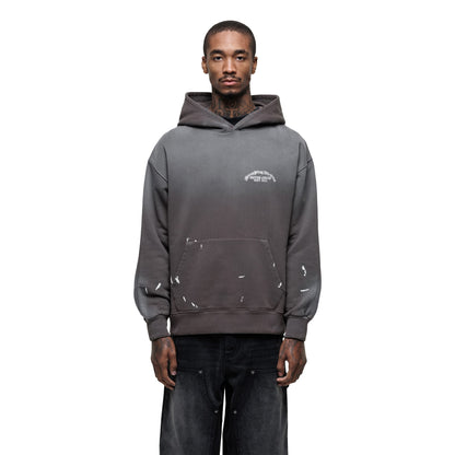 Grey - Front - Good For Nothing Mens Abrade Fade Splatter Pull Over Oversized Hoodie