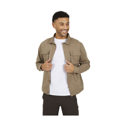 Taupe - Front - Brave Soul Mens Collared Button-Down Jacket