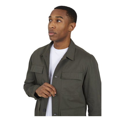 Khaki Brown - Side - Brave Soul Mens Collared Button-Down Jacket