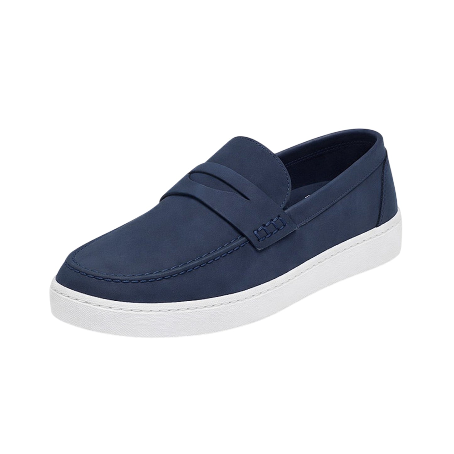 Navy - Side - Brave Soul Mens PU Loafers