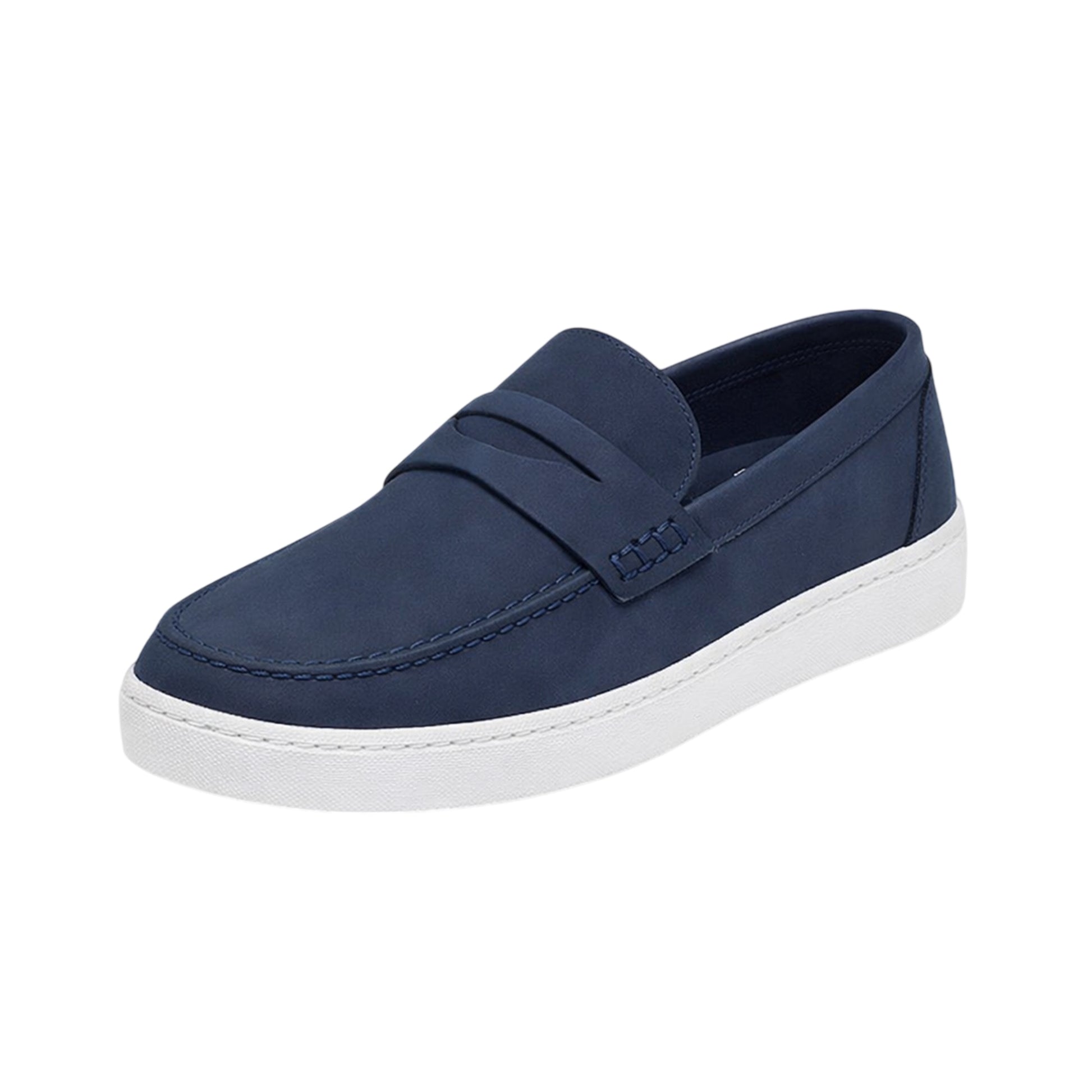 Navy - Side - Brave Soul Mens PU Loafers