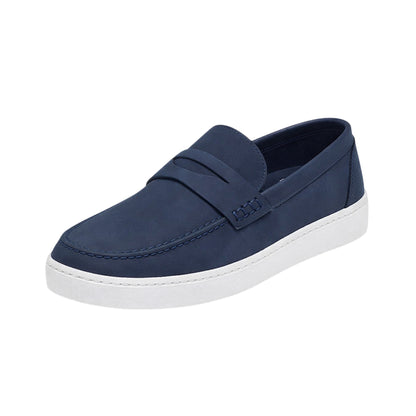 Navy - Side - Brave Soul Mens PU Loafers