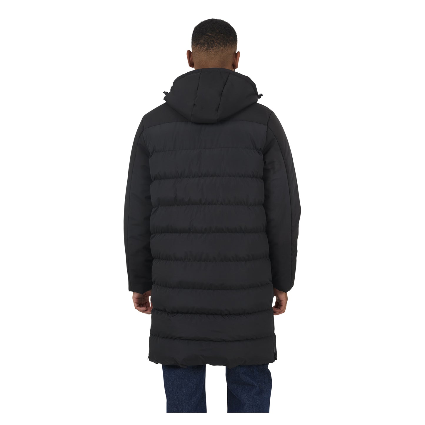 Black - Back - Brave Soul Mens Hooded Longline Padded Jacket