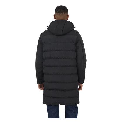 Black - Back - Brave Soul Mens Hooded Longline Padded Jacket