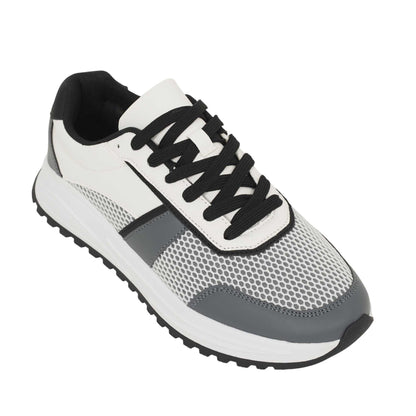 White - Front - Brave Soul Mens York Lace Up Trainers