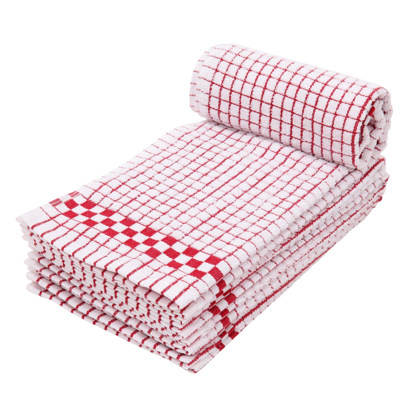 One Colour - Back - No 50 Terry Check Tea Towel Red