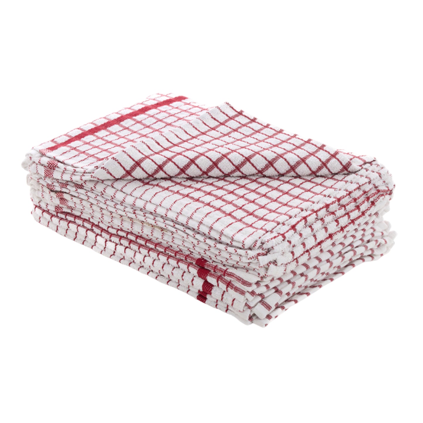 One Colour - Front - No 50 Terry Check Tea Towel Red