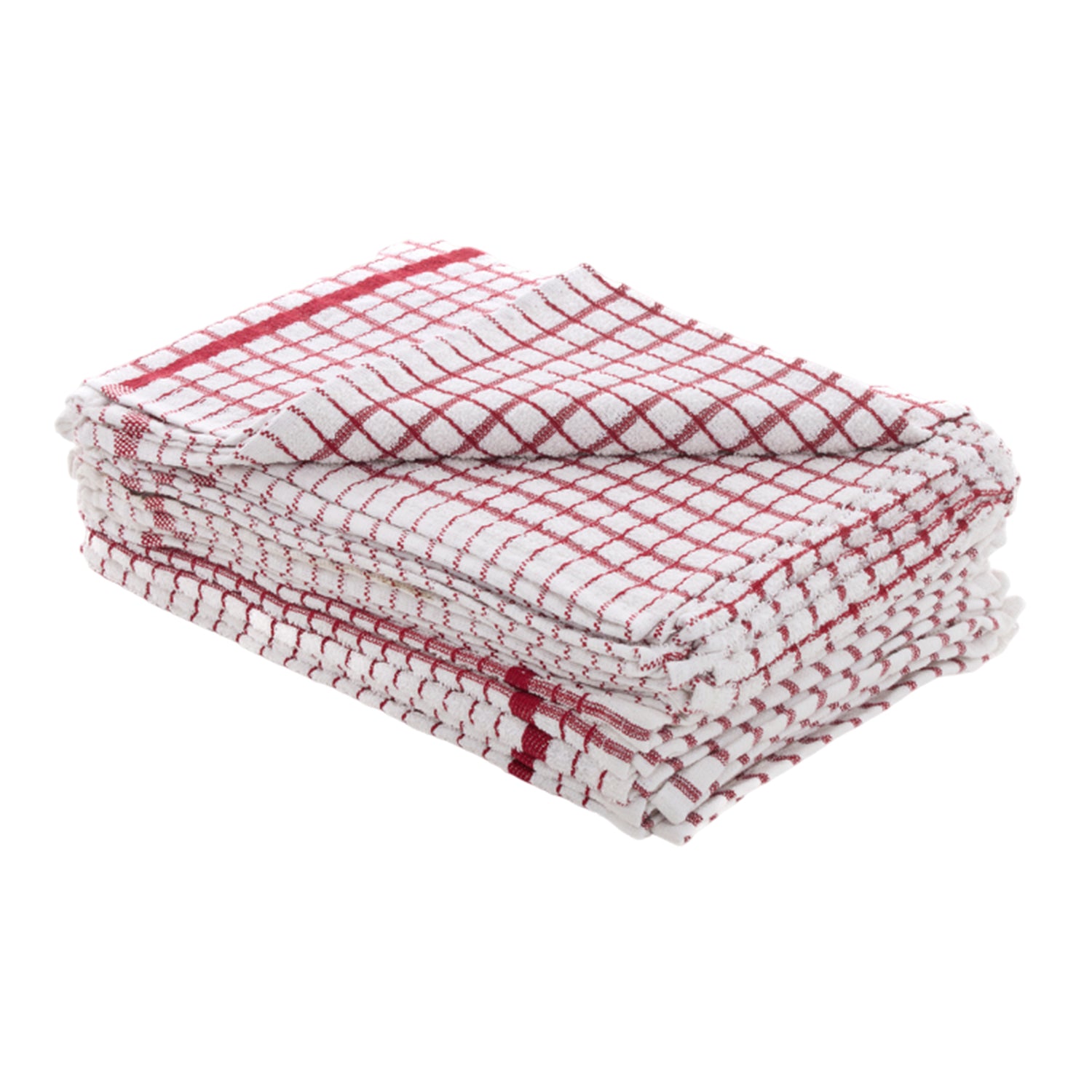 One Colour - Front - No 50 Terry Check Tea Towel Red