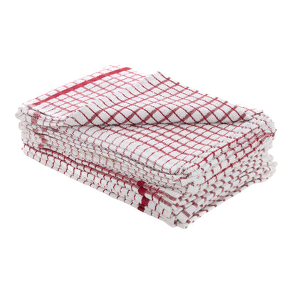 One Colour - Front - No 50 Terry Check Tea Towel Red
