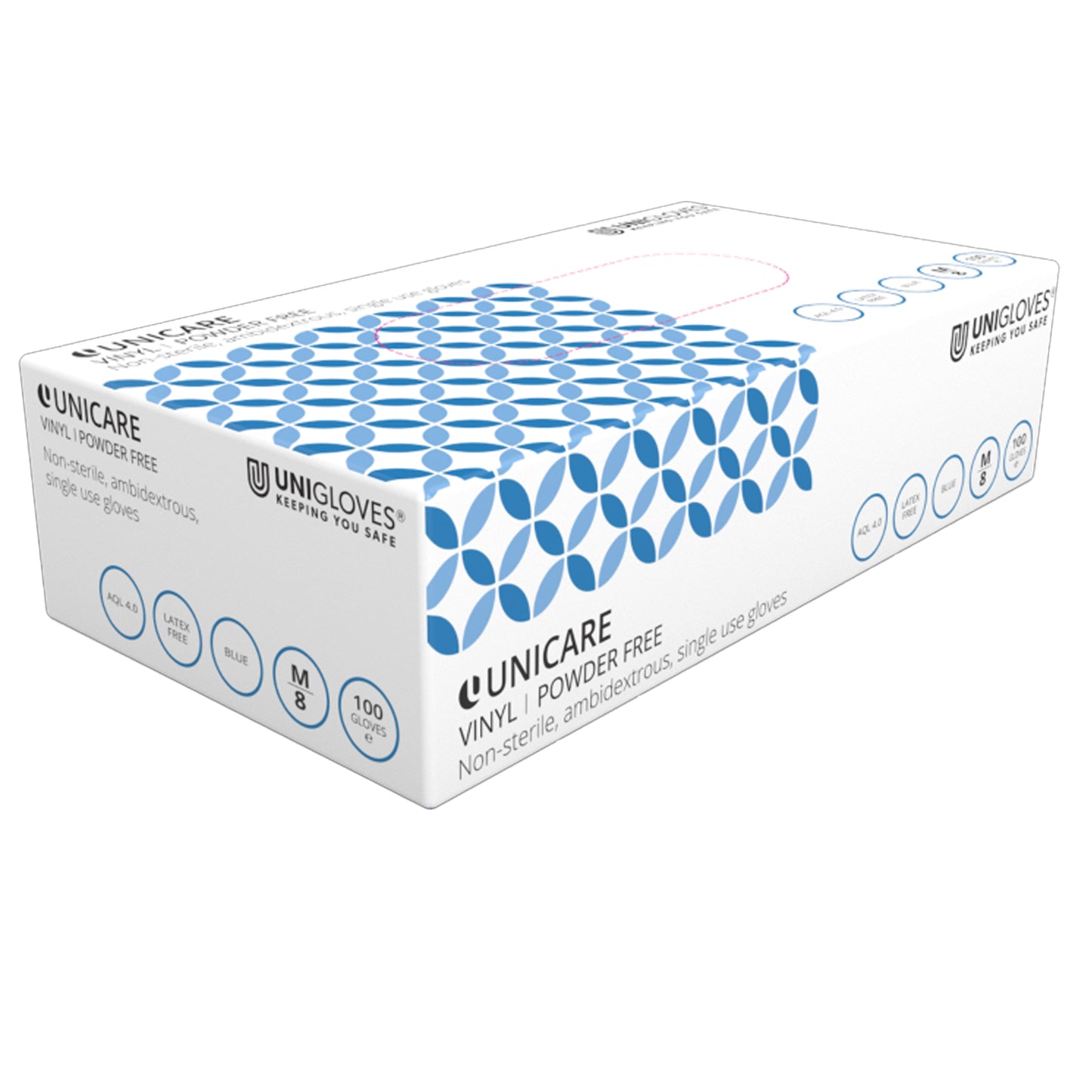 One Colour - Back - Disposable Vinyl Glove Powder Free Clear Blue Large 100pk