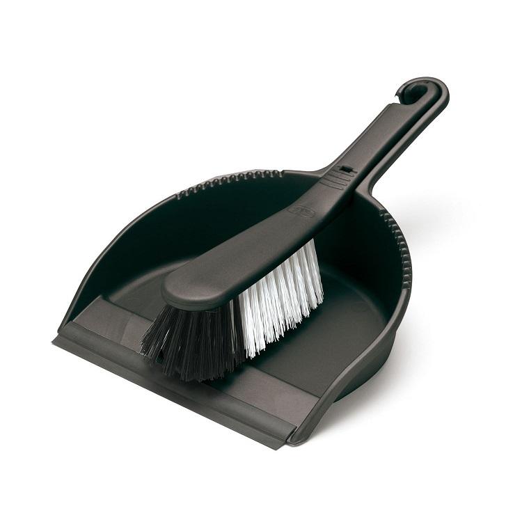 One Colour - Front - Addis Stiff Dustpan & Brush Black