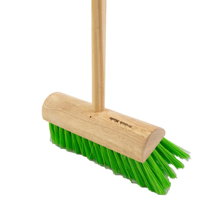 One Colour - Front - 10 Green Polyprop Yard Broom With Handle