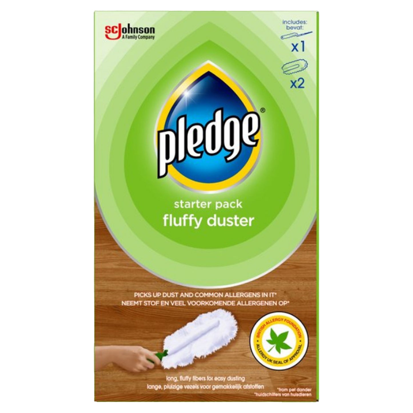 One Colour - Back - Pledge Fluffy Duster Starter Pack 1 Wand 2 Refills