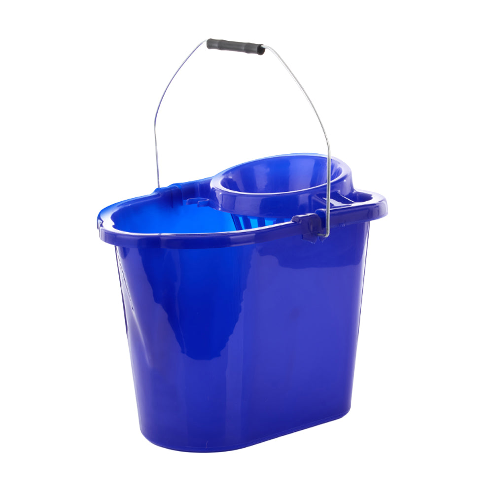 One Colour - Back - Leecroft Budget Oblong Mop Bucket Blue 14L