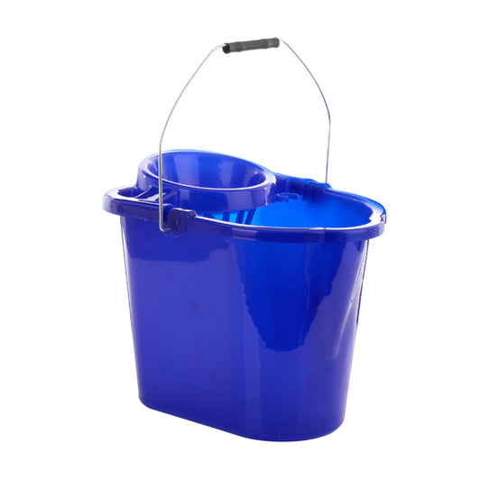 One Colour - Front - Leecroft Budget Oblong Mop Bucket Blue 14L