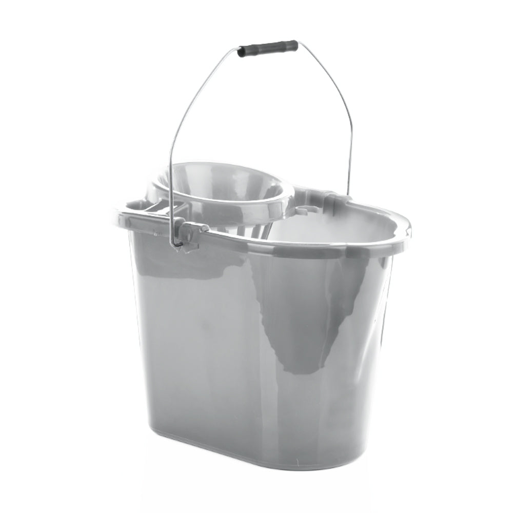 One Colour - Front - Leecroft Budget Oblong Mop Bucket Silver 14L