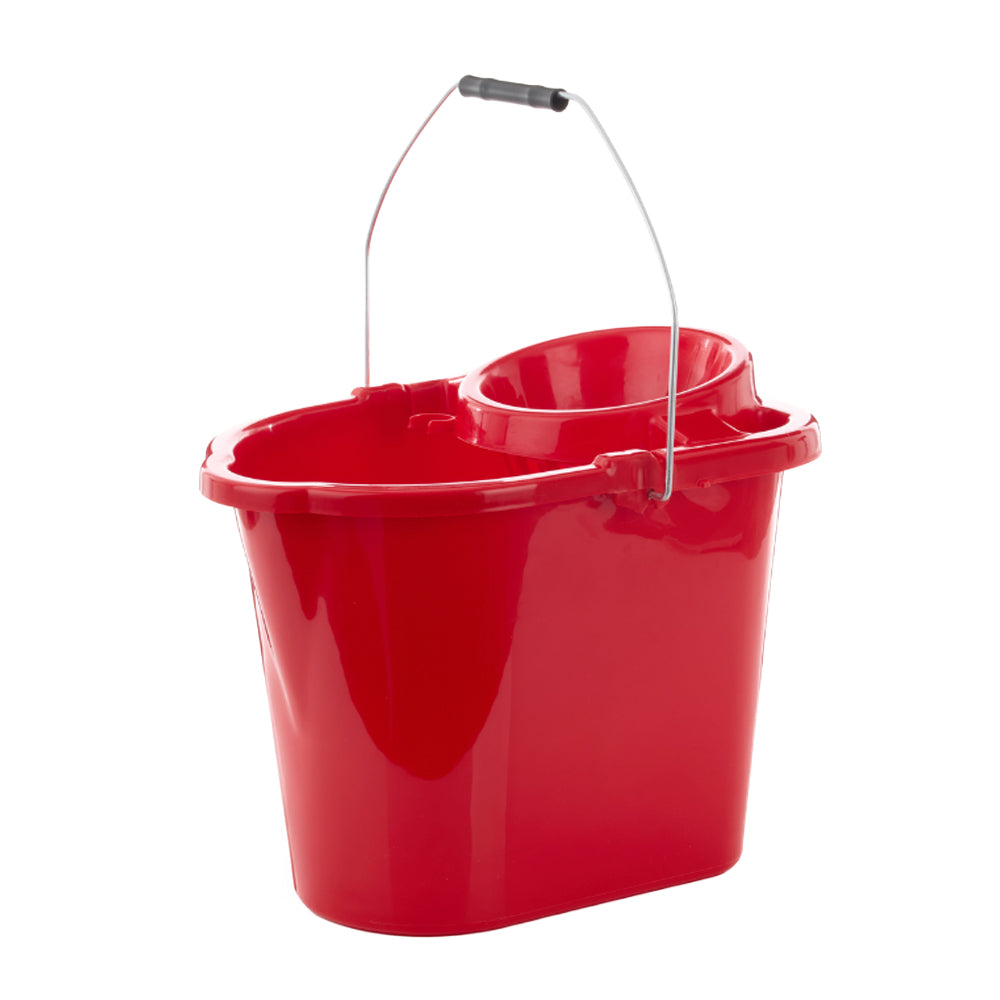 One Colour - Back - Leecroft Budget Oblong Mop Bucket Red 14L