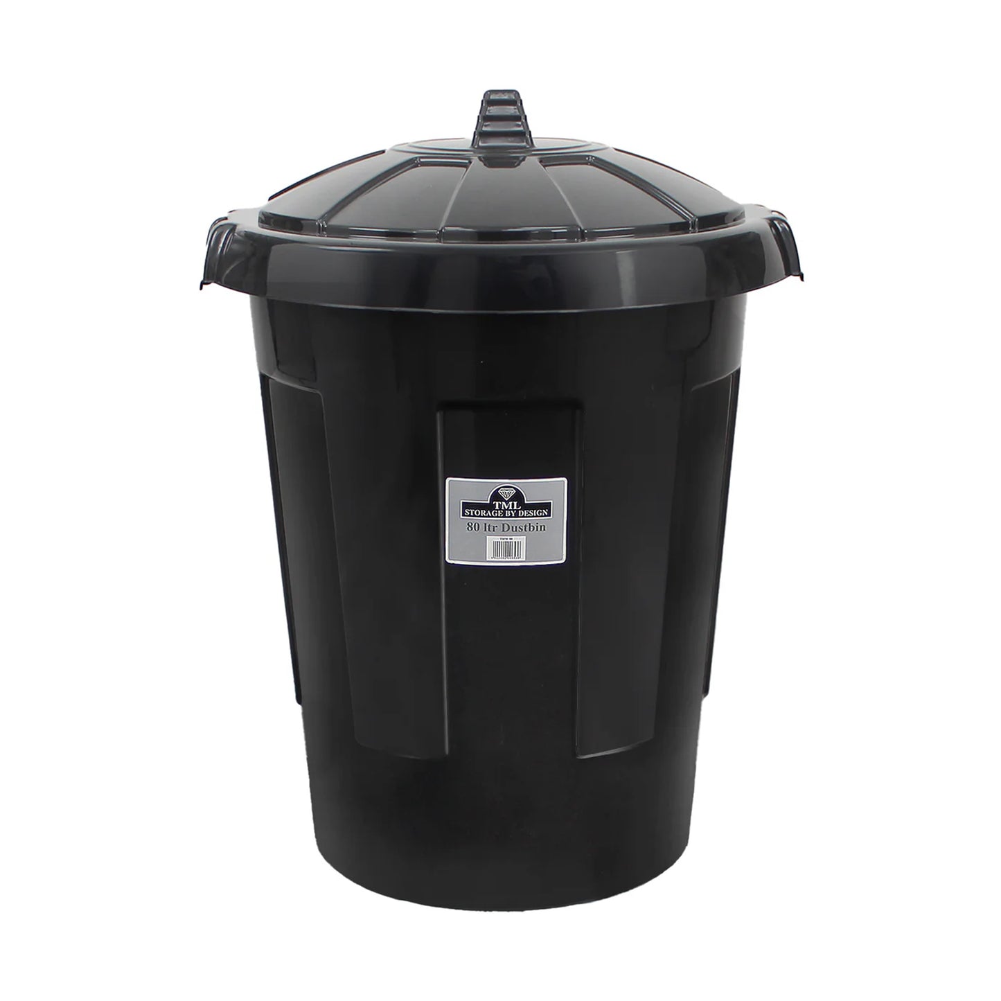 One Colour - Side - TML Black Dustbin 80L