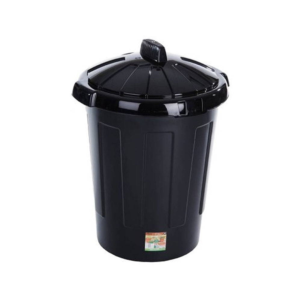 One Colour - Front - TML Black Dustbin 80L