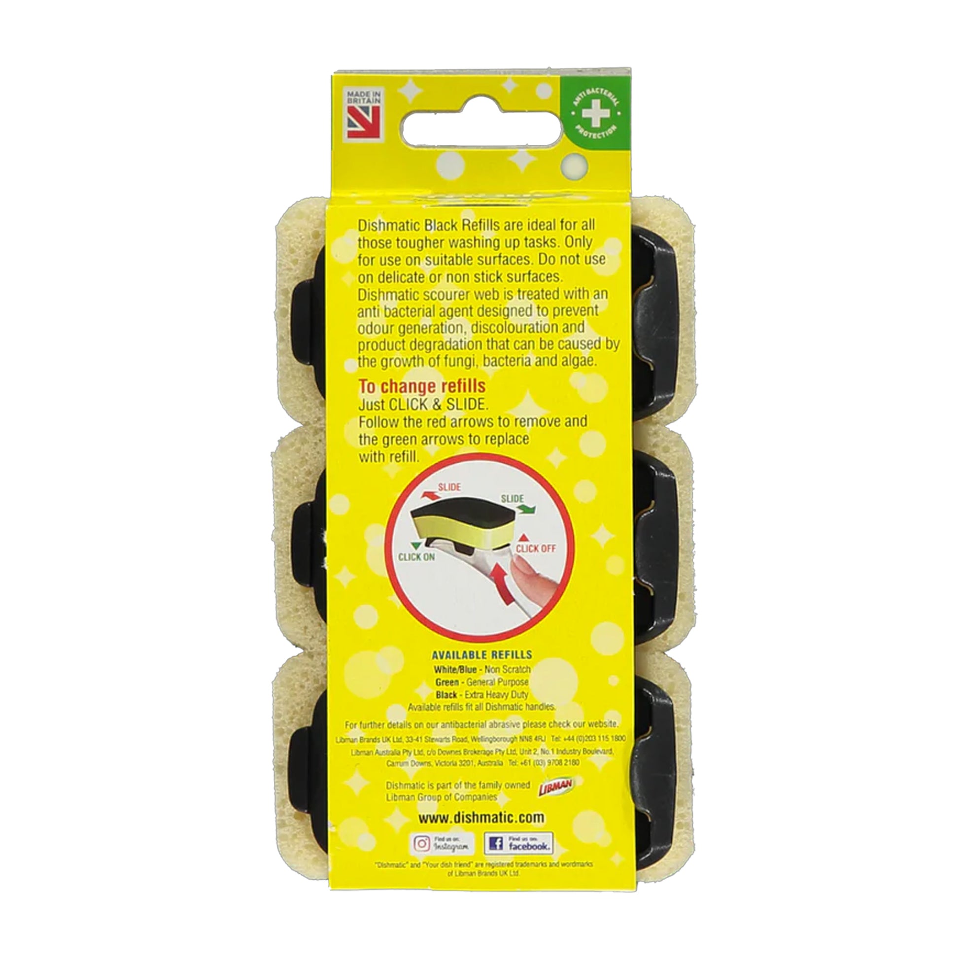 One Colour - Back - Dishmatic Refills Extra Heavy Duty Black 3pk