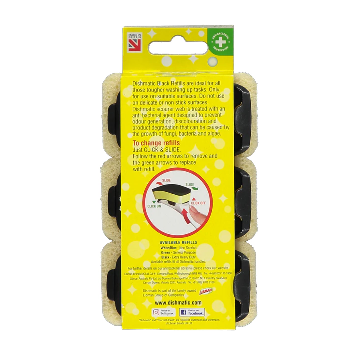 One Colour - Back - Dishmatic Refills Extra Heavy Duty Black 3pk