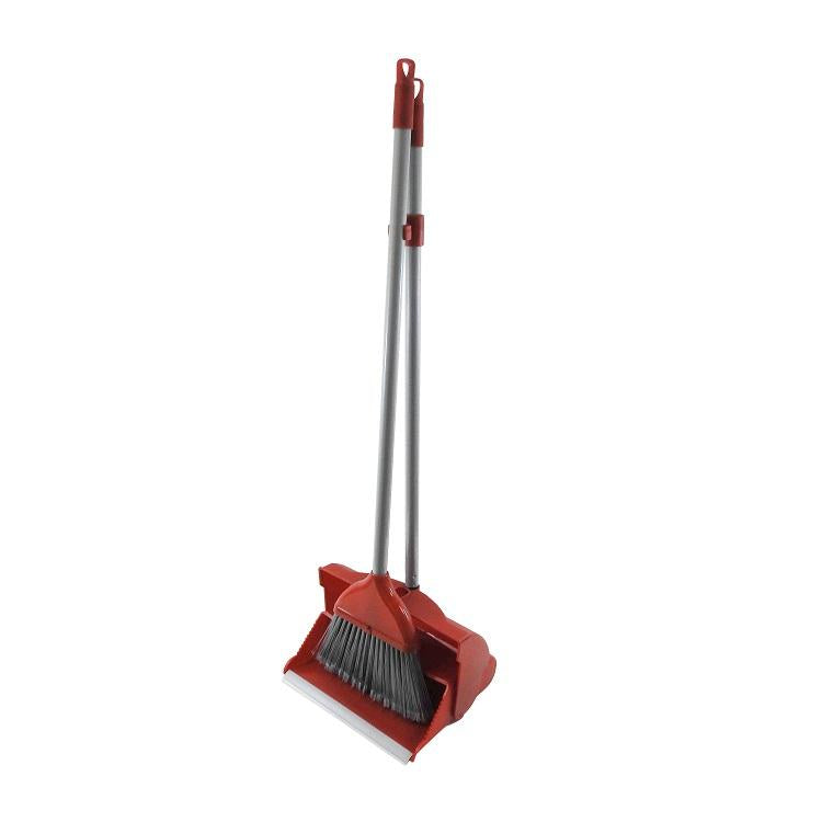 One Colour - Front - Leecroft Self Closing Dustpan & Brush Red