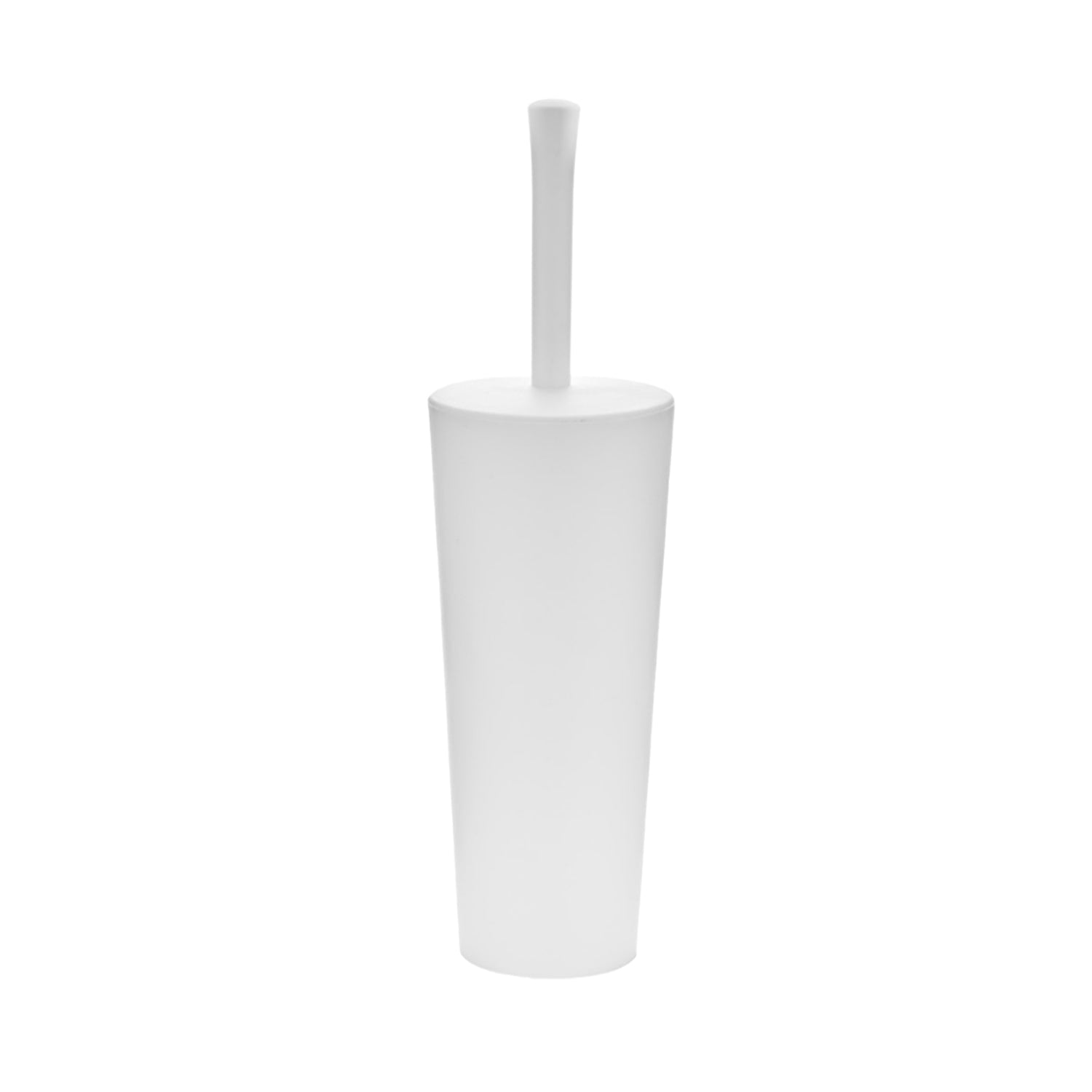One Colour - Front - White Round Closed Toilet Brush & Handle
